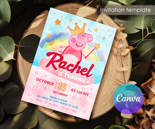 Peppa Pig customizable invitation template | Share or Print | girl | IO119