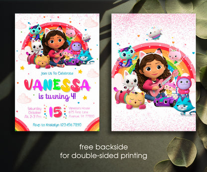 Gabby's Dollhouse Kitten customizable invitation template | Share or Print | girl | NM744