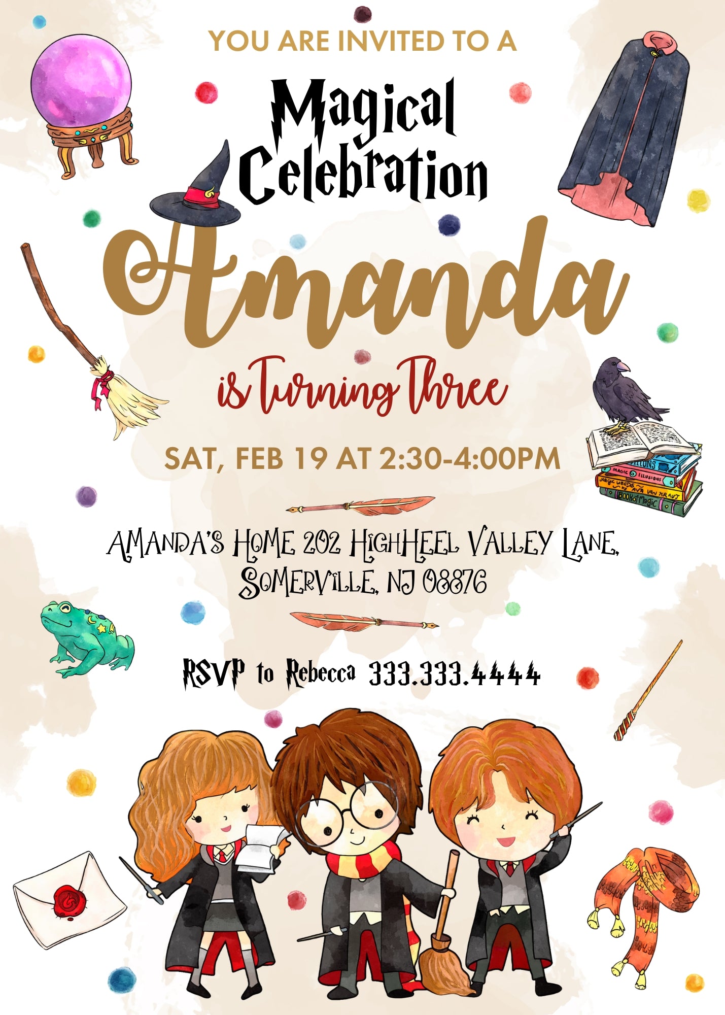 Harry Potter customizable invitation template | Share or Print | ZO426