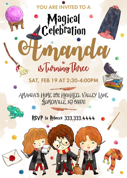 Harry Potter customizable invitation template | Share or Print | ZO426