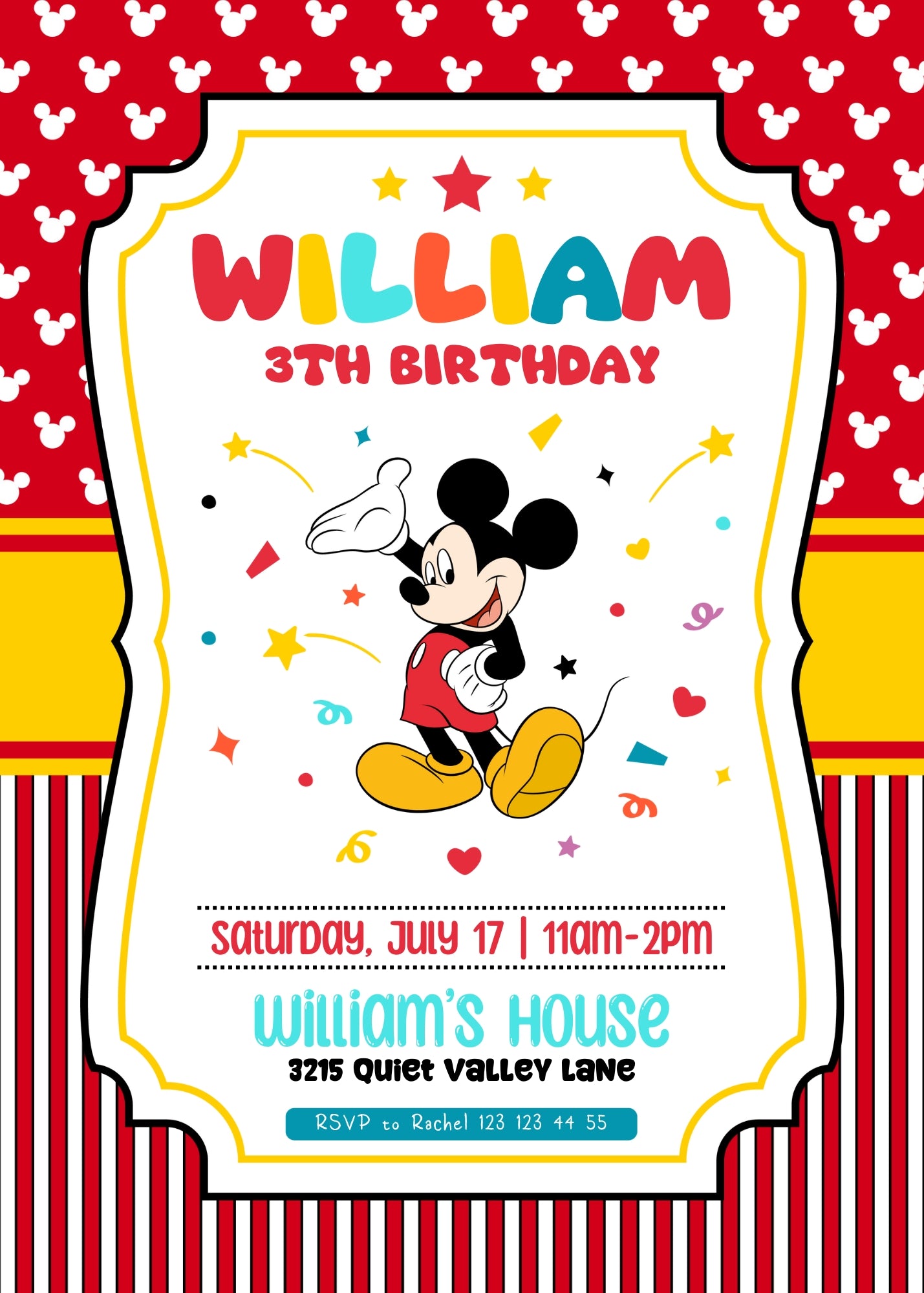 Mickey Mouse and Friends customizable invitation template | Share or Print | CI216