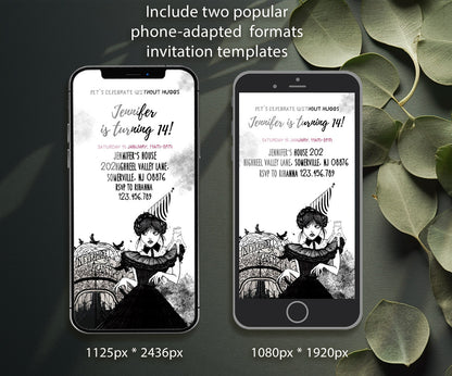 Wednesday Addams customizable invitation template | Share or Print | girl | QO608