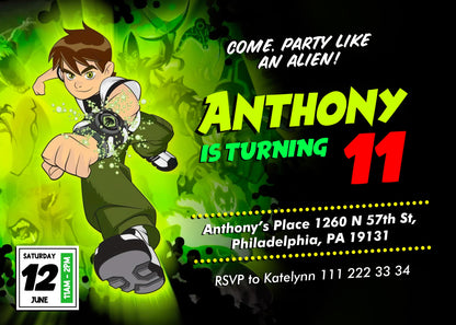 Ben 10 Alien Force customizable invitation template | Share or Print | boy | HF446
