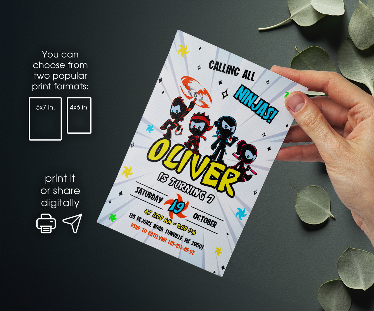 Ninja Kidz TV customizable invitation template | Share or Print | CM877