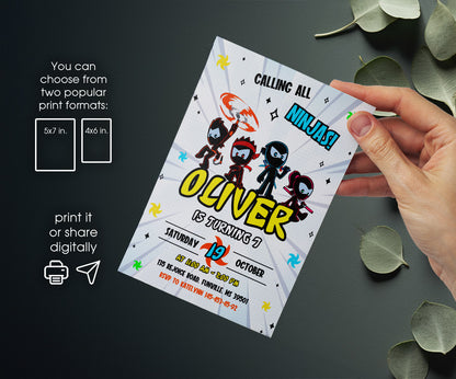 Ninja Kidz TV customizable invitation template | Share or Print | CM877