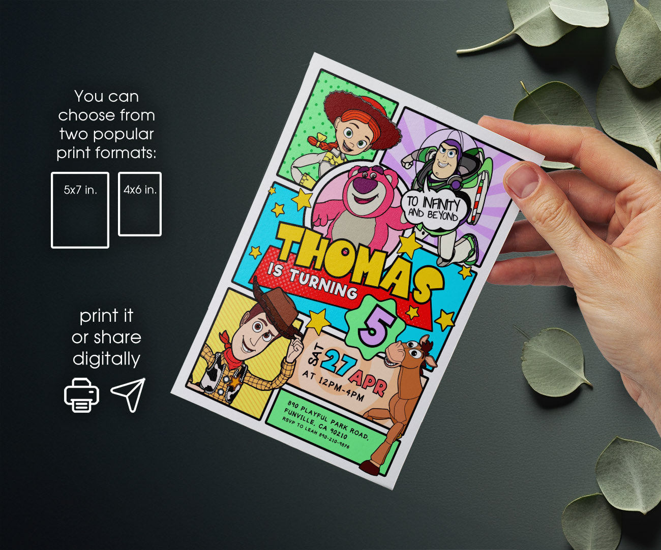 Toy Story Woody customizable invitation template | Share or Print | UN831