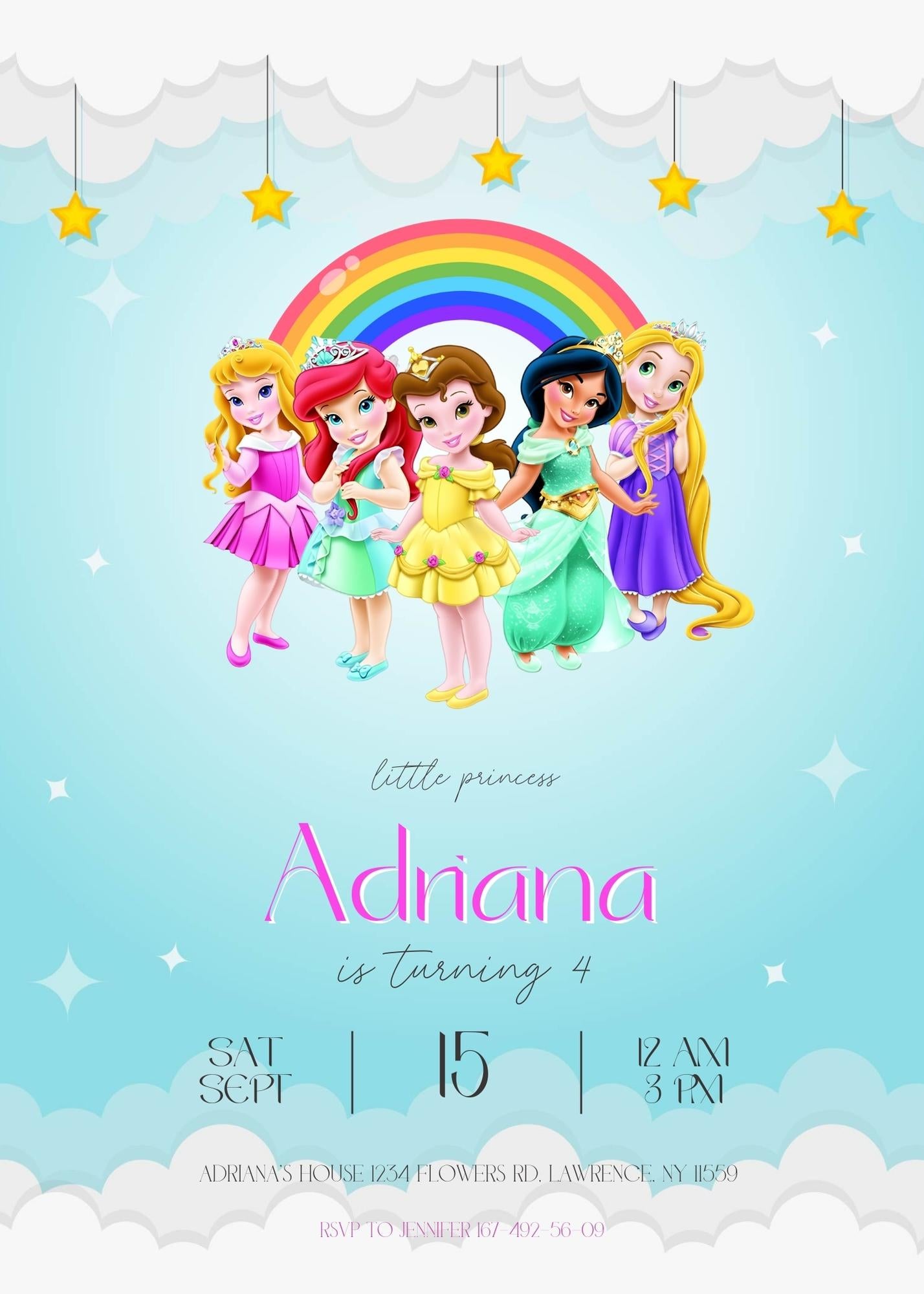 Disney Princess customizable invitation template | Share or Print | girl | XX181
