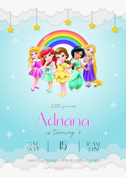 Disney Princess customizable invitation template | Share or Print | girl | XX181
