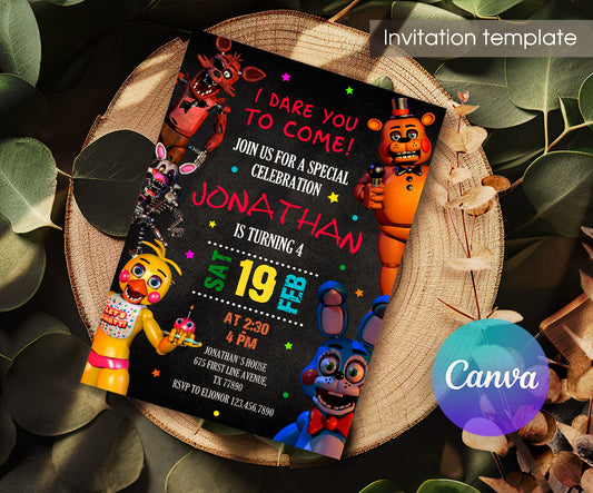 Five Nights at Freddy's customizable invitation template | Share or Print | JP261