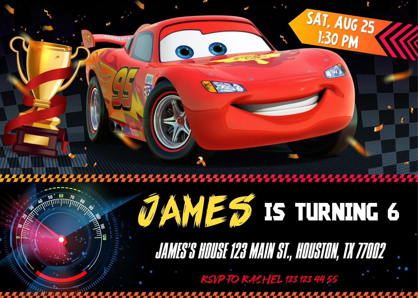 Cars Lightning McQueen customizable invitation template | Share or Print | boy | US905
