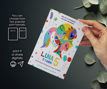 Inside Out 2 customizable invitation template | Share or Print | VM277