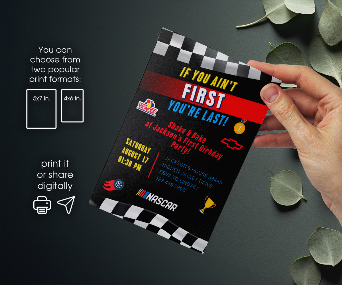 Nascar Ricky Bobby customizable invitation template | Share or Print | boy | FX762