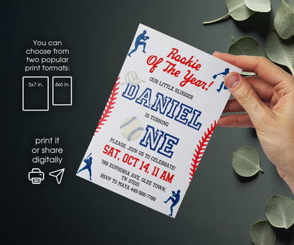 Baseball MLB Sport customizable invitation template | Share or Print | boy | UJ658