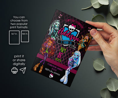 Monster High customizable invitation template | Share or Print | girl | CB585