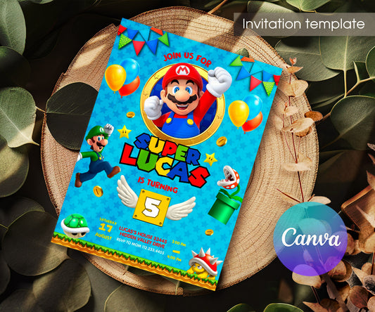 Super Mario Bros customizable invitation template | Share or Print | LS595