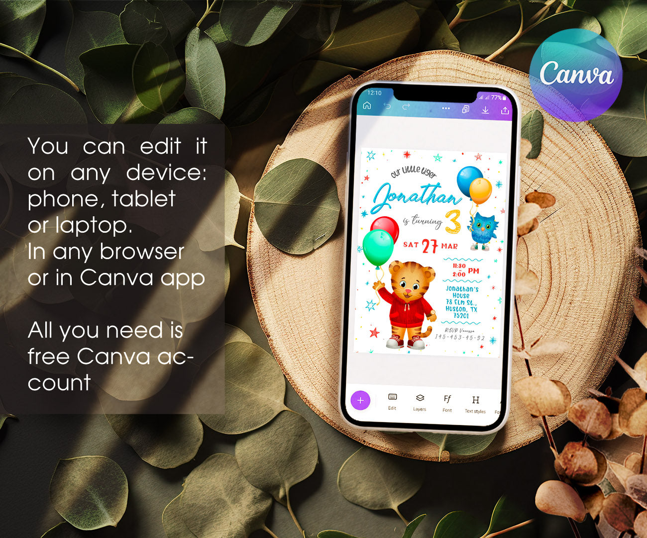 Daniel Tiger's Neighborhood customizable invitation template | Share or Print | TX856