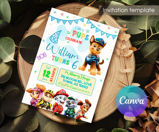 PAW Patrol customizable invitation template | Share or Print | NE878