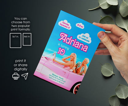 Barbie Pink customizable invitation template | Share or Print | girl | XS880