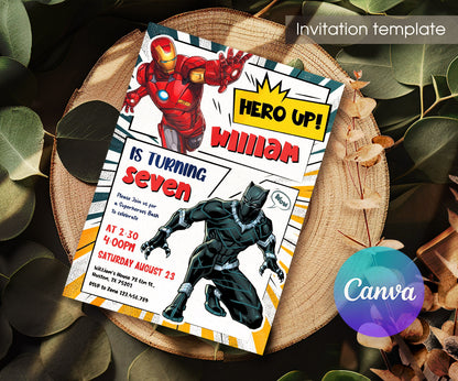 Avengers Marvel Superhero customizable invitation template | Share or Print | boy | TL344