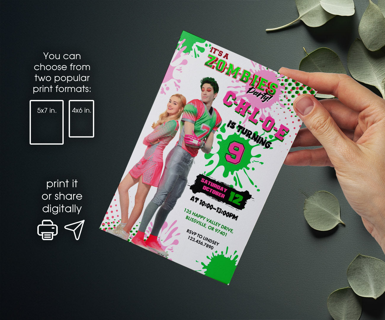 Zombies 3 Halloween customizable invitation template | Share or Print | FI858