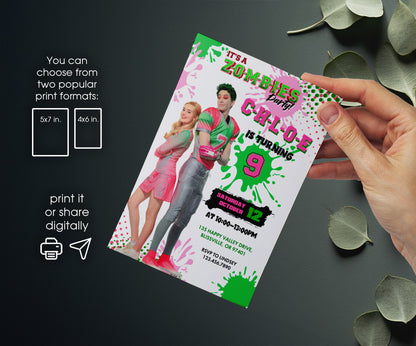 Zombies 3 Halloween customizable invitation template | Share or Print | FI858