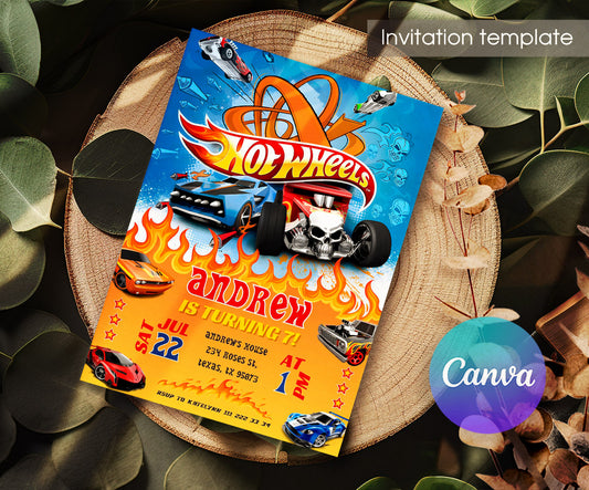 Hot Wheels Racing customizable invitation template | Share or Print | boy | VT382