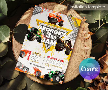 Monster Jam  Monster Truck customizable invitation template | Share or Print | boy | YP349