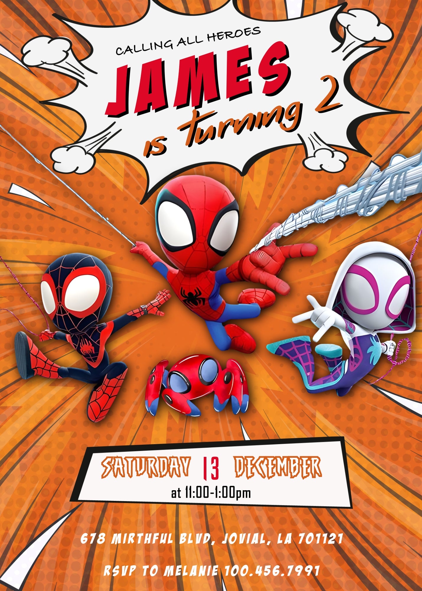 Spidey and His Amazing Friends customizable invitation template | Share or Print | boy | WB571