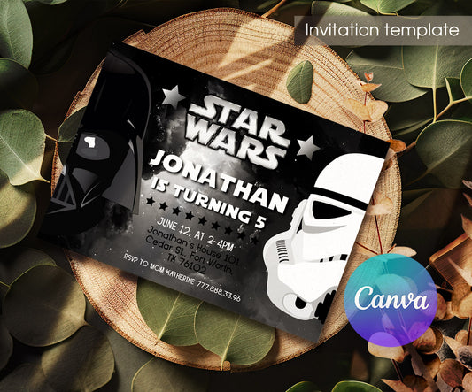 Star Wars Darth Vader customizable invitation template | Share or Print | boy | JW038