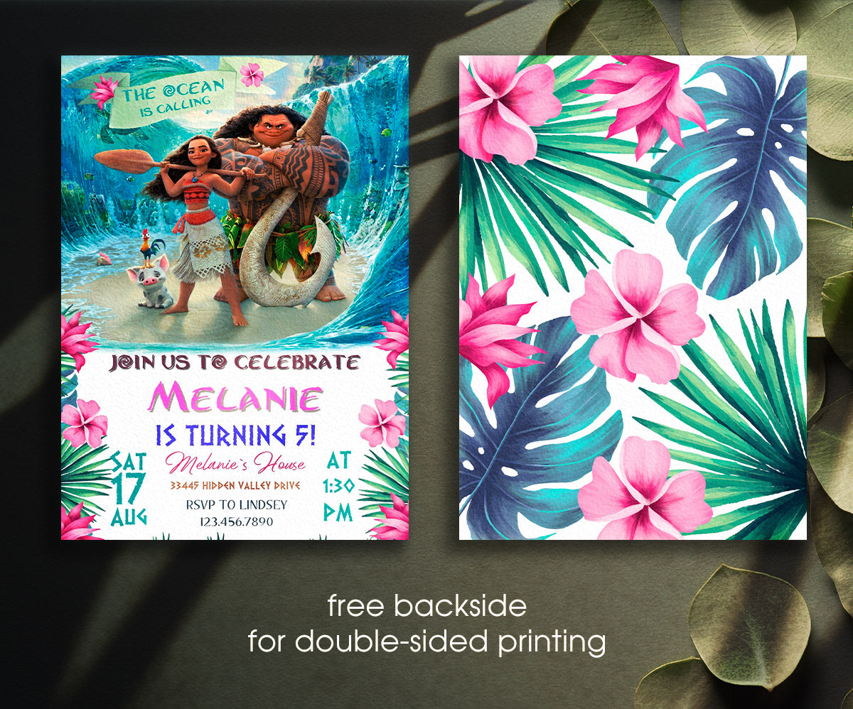 Moana Princess customizable invitation template | Share or Print | girl | WT661