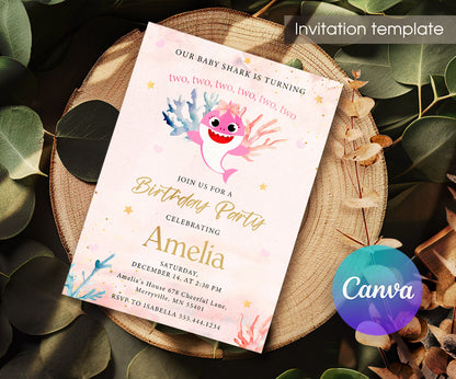 Baby Shark customizable invitation template | Share or Print | ZT184