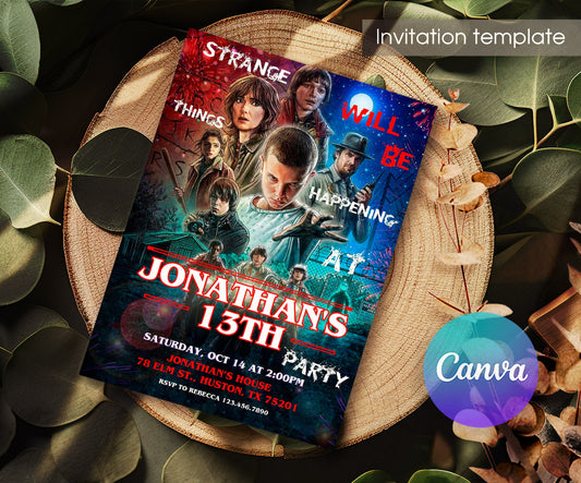 Stranger Things customizable invitation template | Share or Print | OZ189