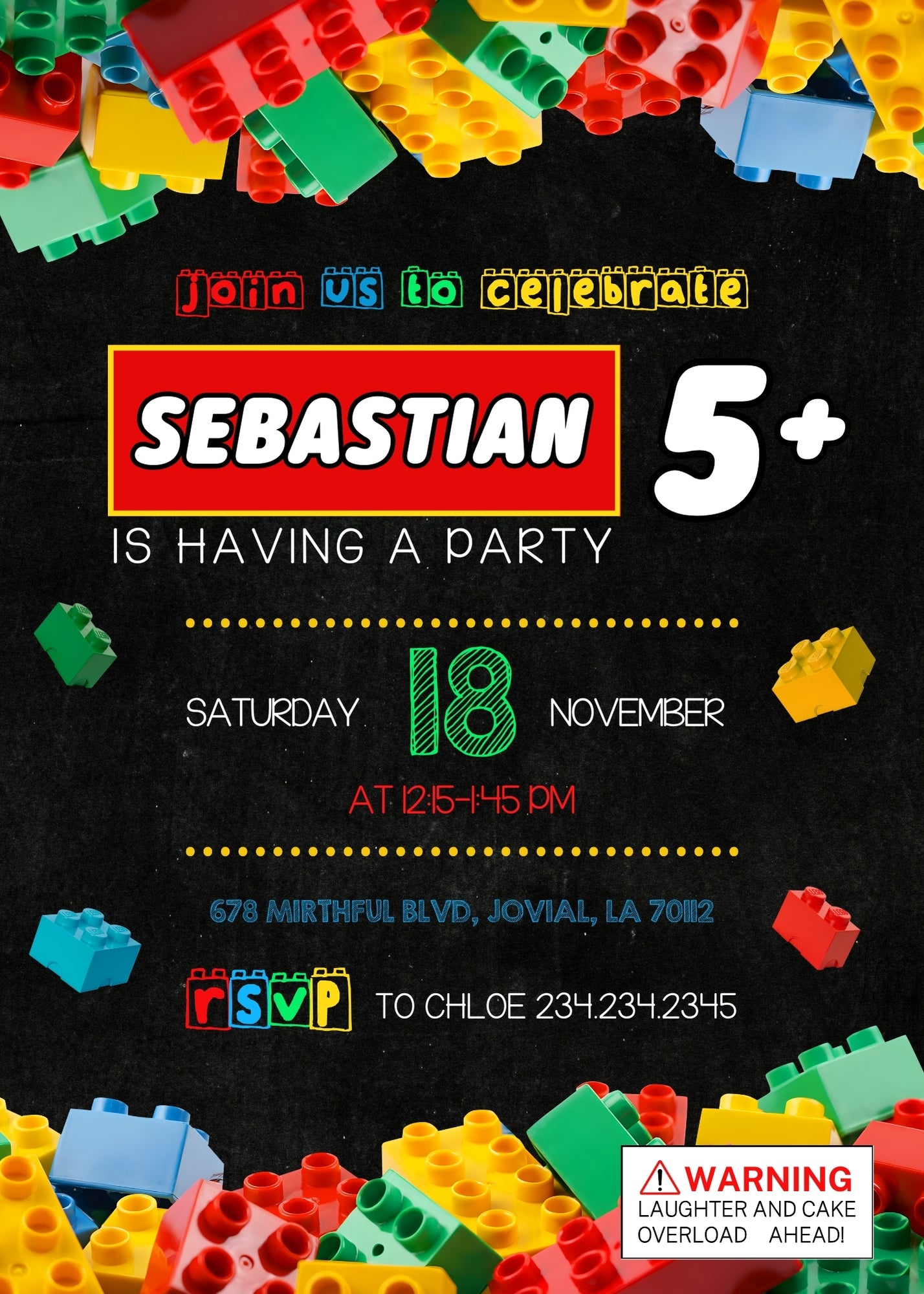 Lego customizable invitation template | Share or Print | QR097