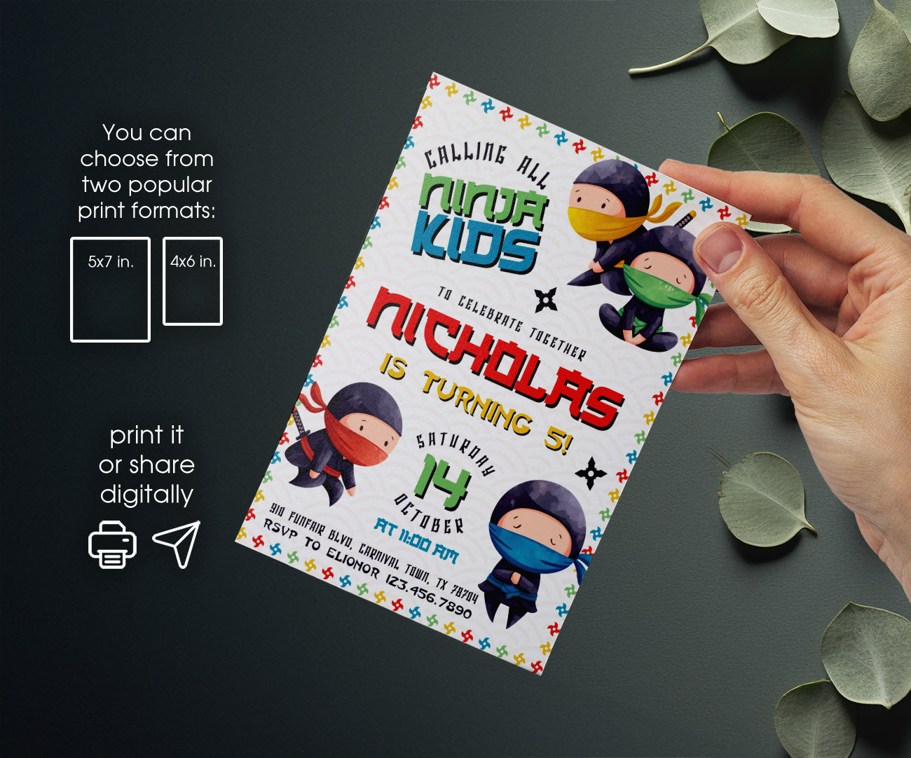 Ninja Kidz TV customizable invitation template | Share or Print | TN862
