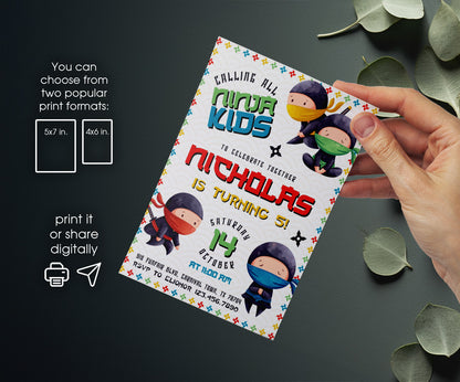 Ninja Kidz TV customizable invitation template | Share or Print | TN862