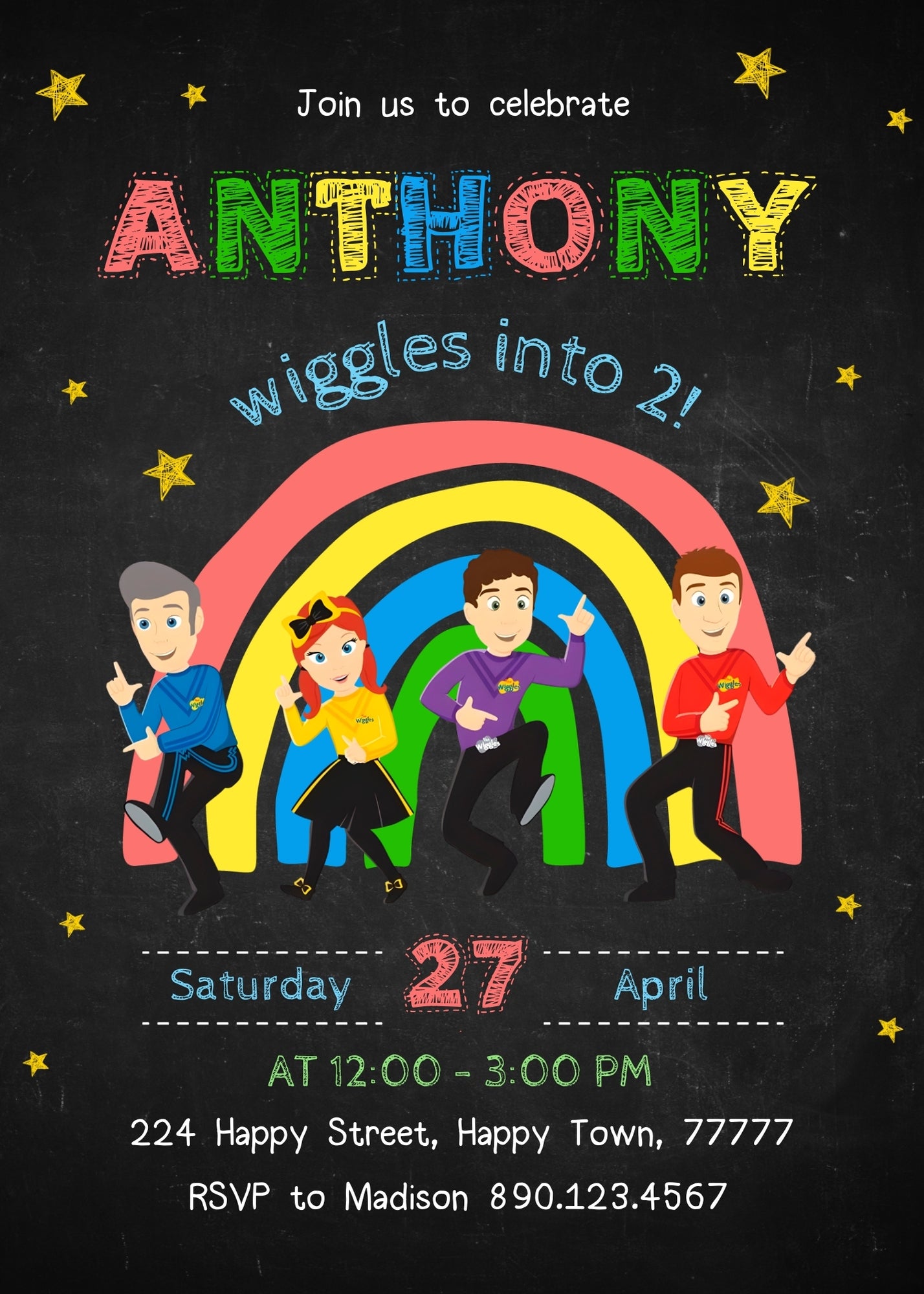 Wiggles One Finger One Thumb customizable invitation template | Share or Print | IY193