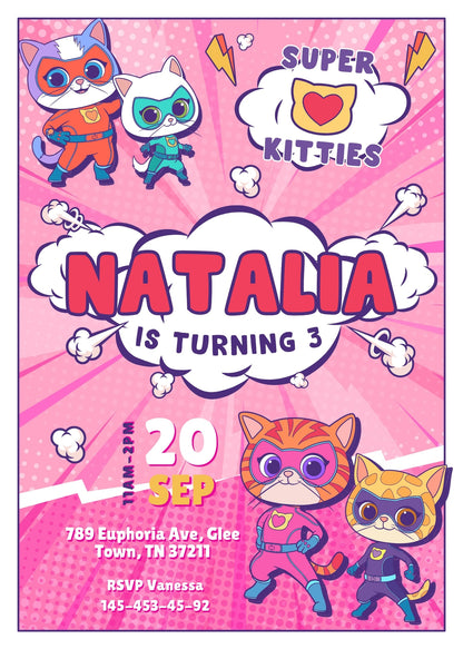 SuperKitties customizable invitation template | Share or Print | VZ852