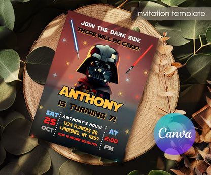 Star Wars Darth Vader customizable invitation template | Share or Print | boy | GA658