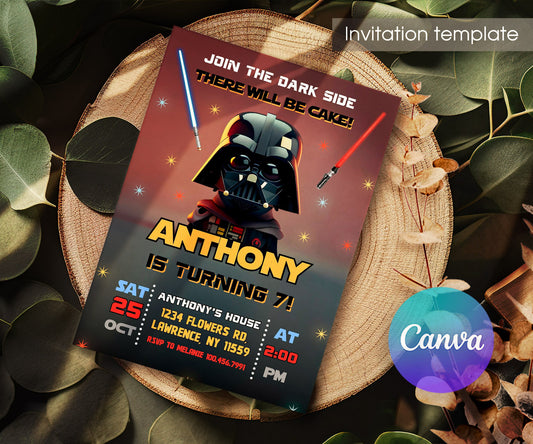 Star Wars Darth Vader customizable invitation template | Share or Print | boy | GA658