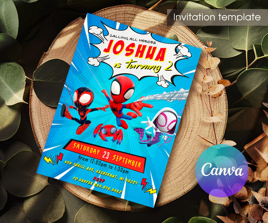 Spidey and His Amazing Friends customizable invitation template | Share or Print | boy | EC124