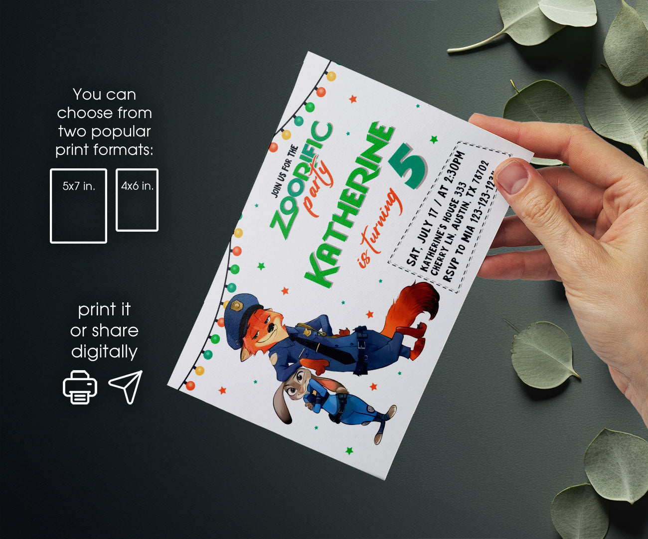 Zootopia 2 customizable invitation template | Share or Print | VL160