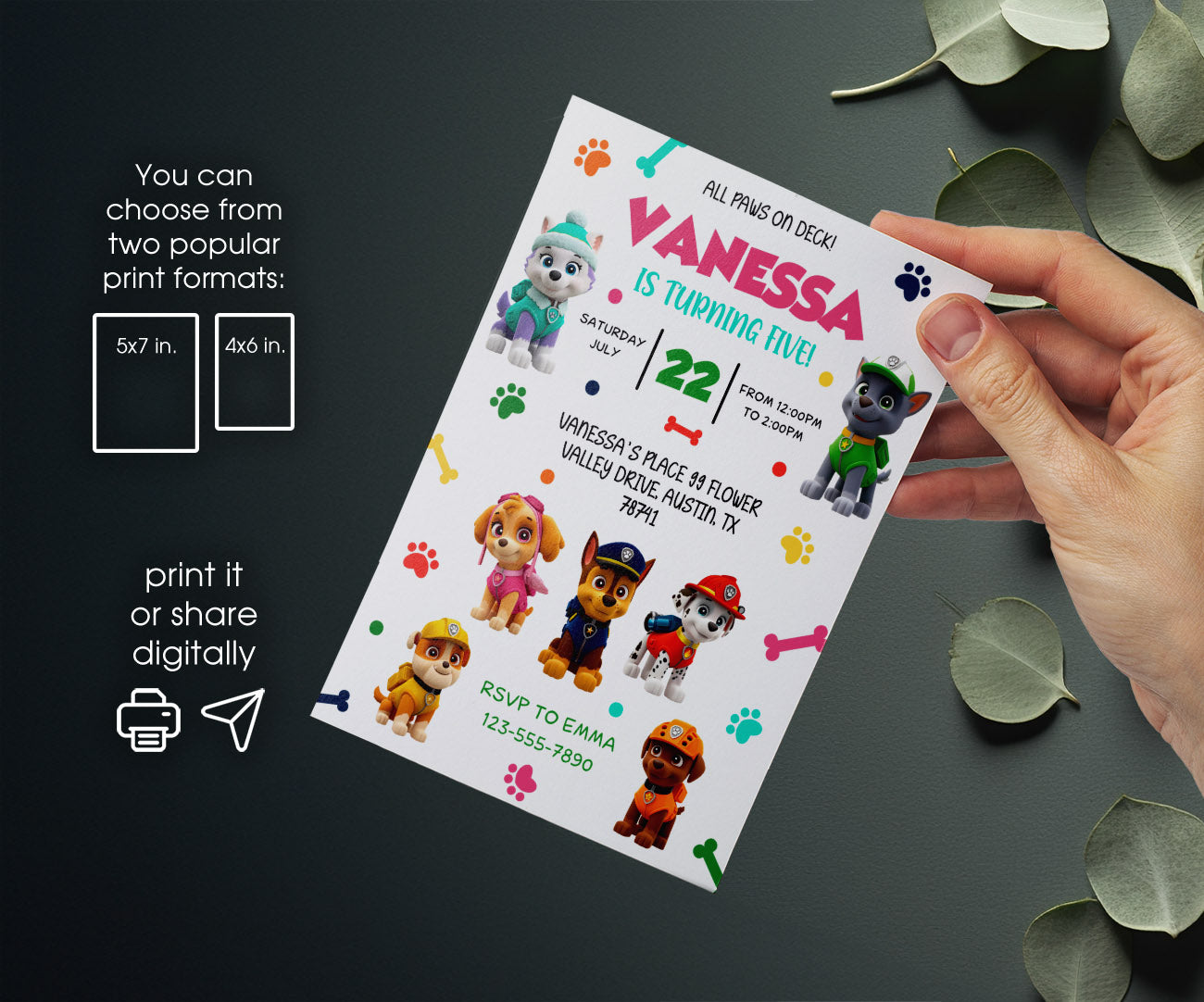 PAW Patrol customizable invitation template | Share or Print | EZ908
