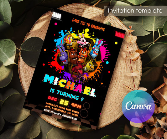 Five Nights at Freddy's customizable invitation template | Share or Print | SS690