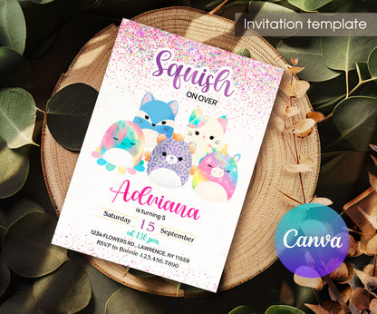 Squishmallows customizable invitation template | Share or Print | CK958