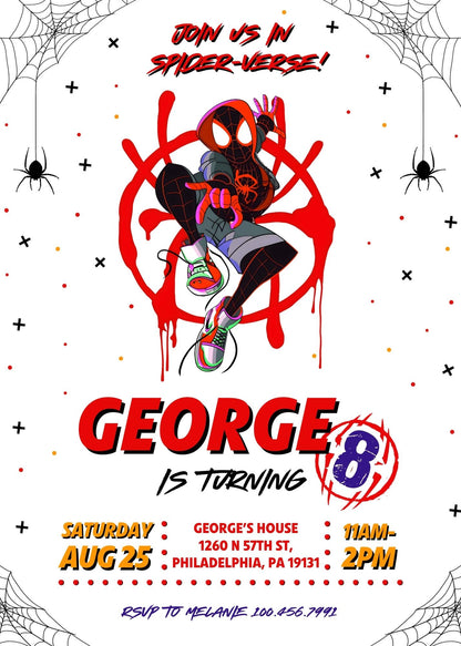Spider Man Across the Spider-Verse customizable invitation template | Share or Print | boy | YV940
