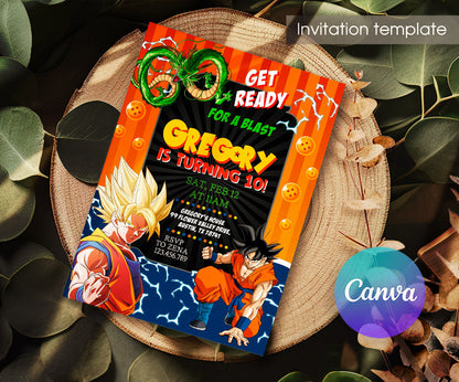 Dragon Ball Z Anime customizable invitation template | Share or Print | boy | OJ121