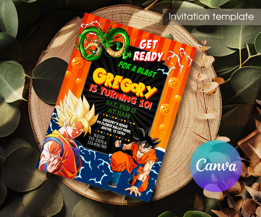 Dragon Ball Z Anime customizable invitation template | Share or Print | boy | OJ121