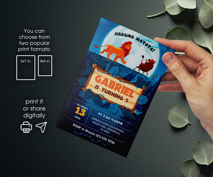 Lion King Simba customizable invitation template | Share or Print | ZR188