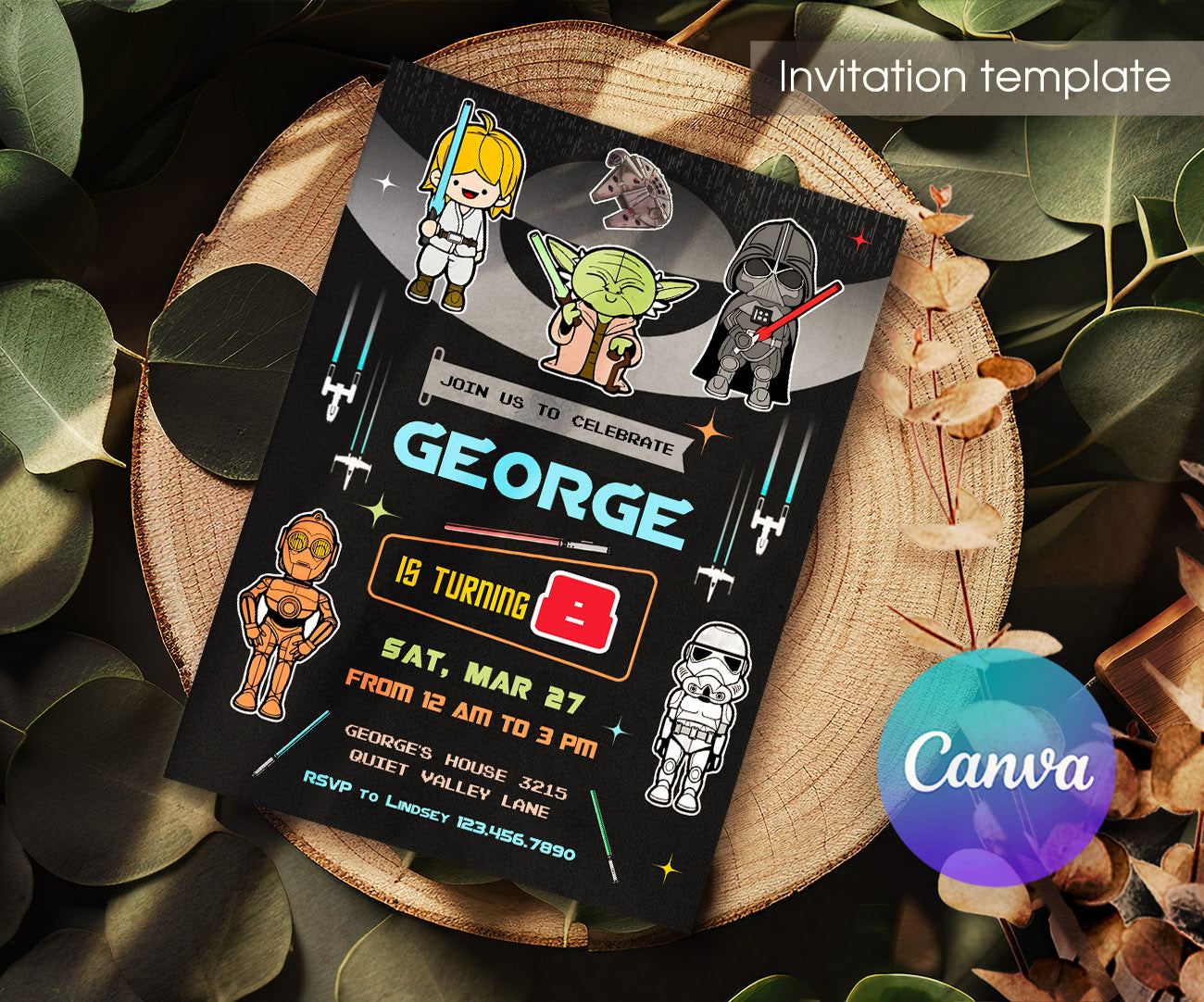 Star Wars Darth Vader customizable invitation template | Share or Print | boy | DM830