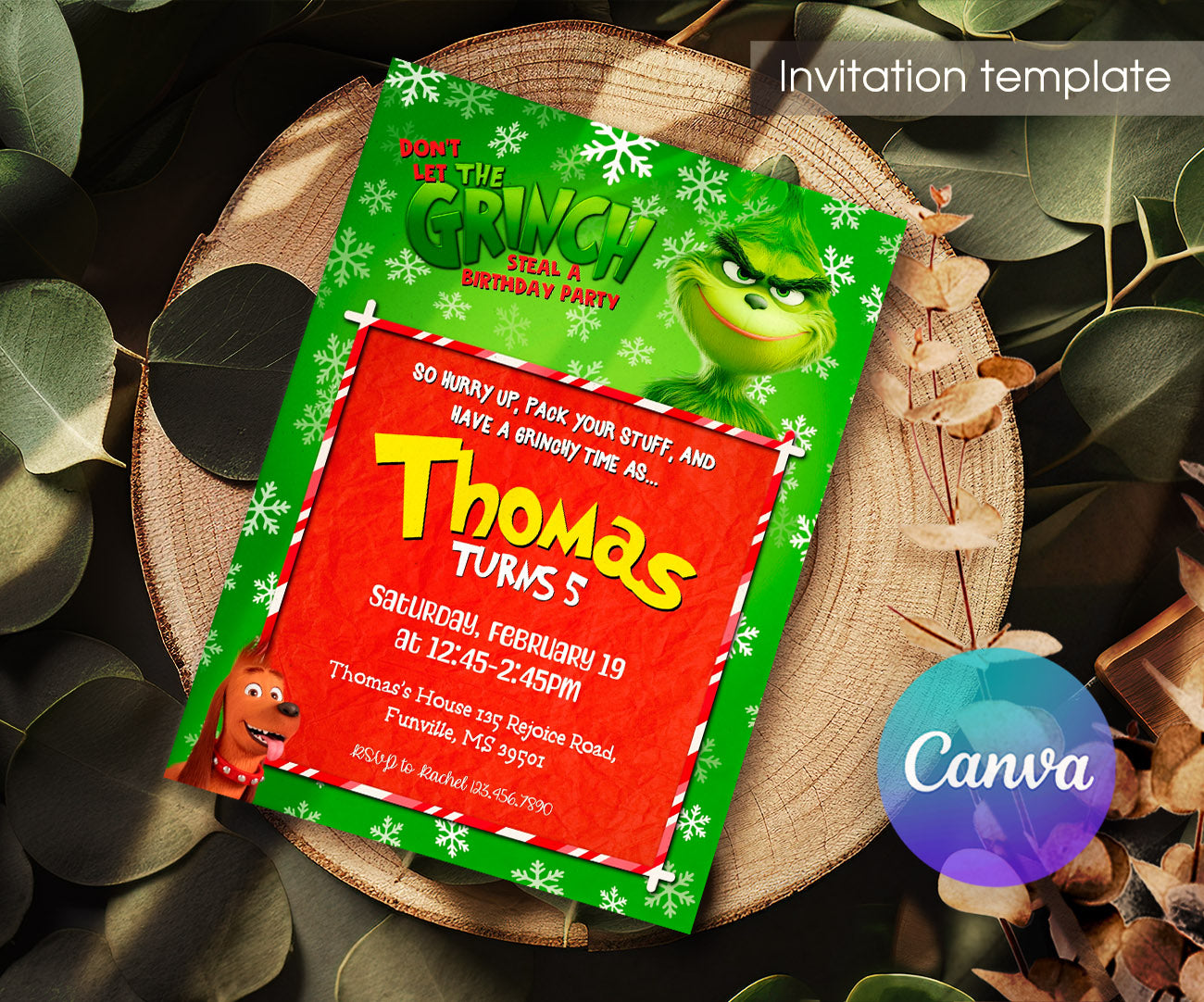 The Grinch  Merry Grinchmas customizable invitation template | Share or Print | ZK169